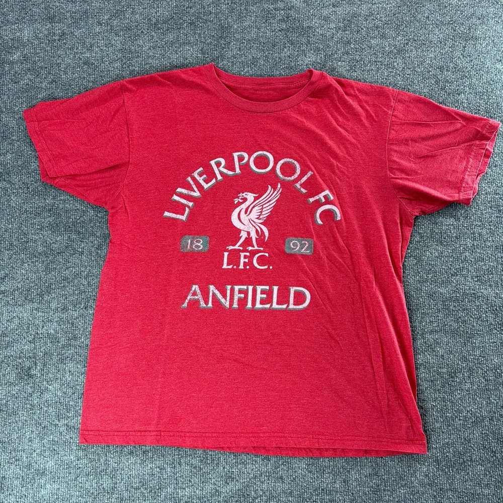 Liverpool FC Anfield Red Graphic T-Shirt Mens L.F.C. 1892 Liver Bird Crest Tee